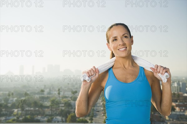 Woman resting after exercising.