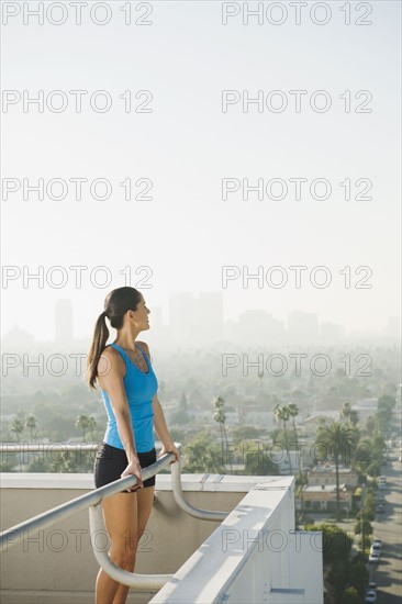 Woman resting after exercising.