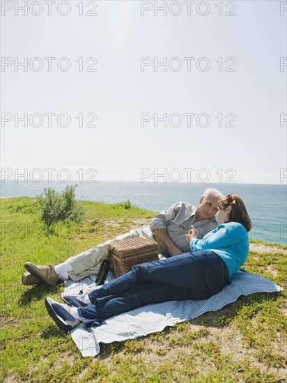 Couple having picnic.