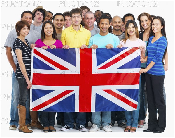 People holding flag. Photographe : momentimages