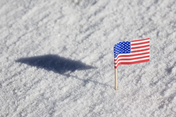 American flag in the snow. Photographe : David Engelhardt