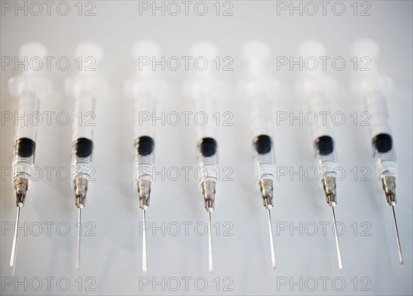 Row of medical syringes. Photo : Jamie Grill