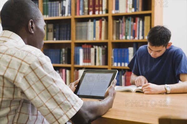 College students in library.