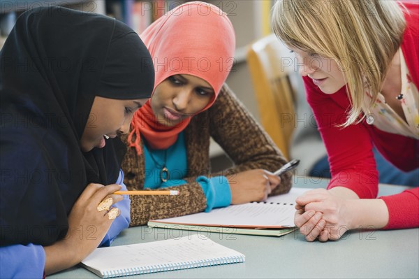 Adults students learning English as a second language.