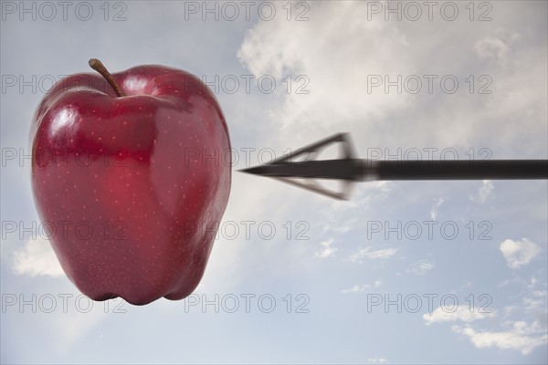 Arrow pointing at apple in the sky. Photo : Mike Kemp