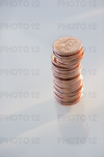 Stack of pennies.