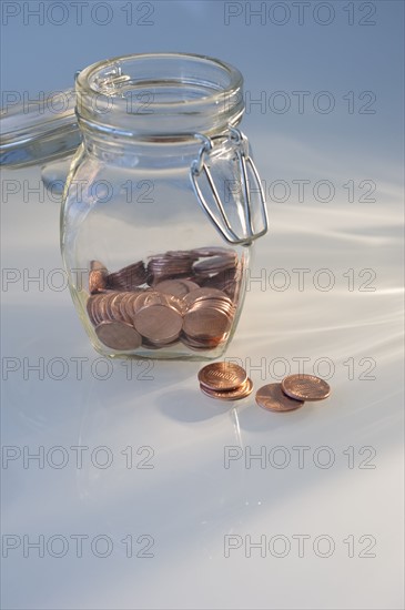 Jar of pennies.