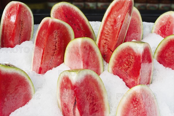 Watermelon in ice.