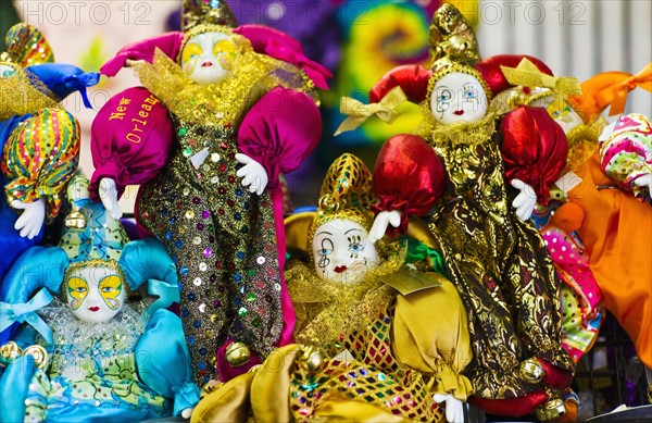 Display of mardi grass dolls.