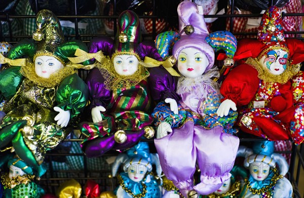 Display of mardi grass dolls.