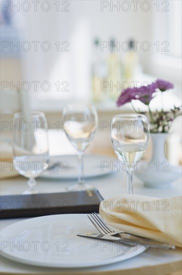 Dining table in restaurant.