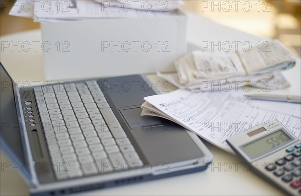 Desk in home office.