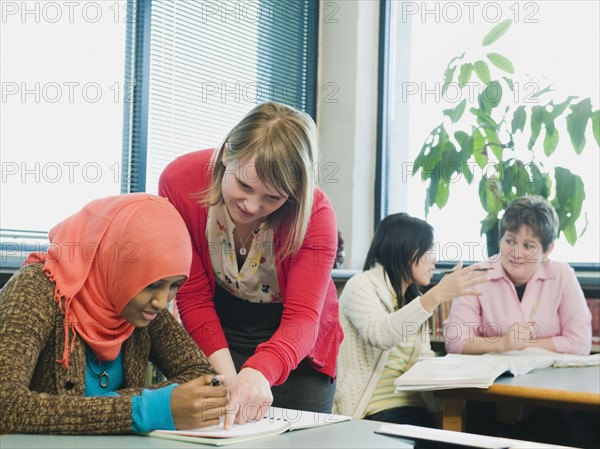 Adults students learning English as a second language.