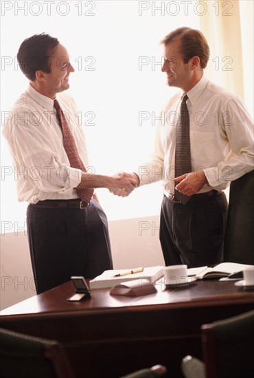 Two businessmen shaking hands. Photo : Rob Lewine