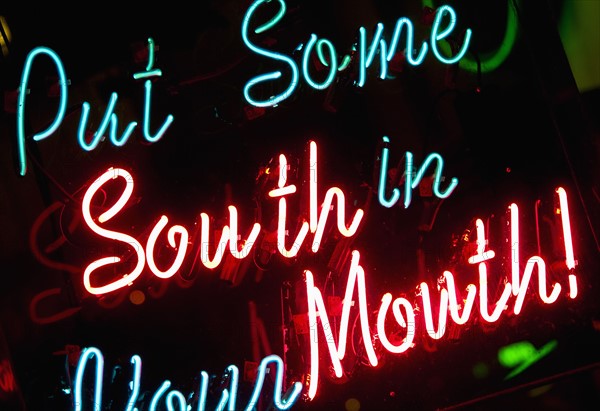 Illuminated sign on Beale Street in Memphis.