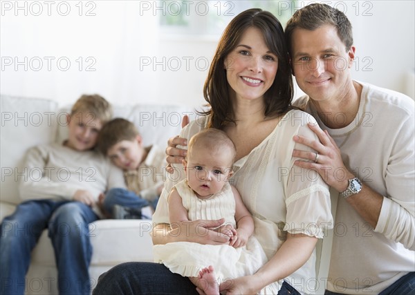 Family in their living room.