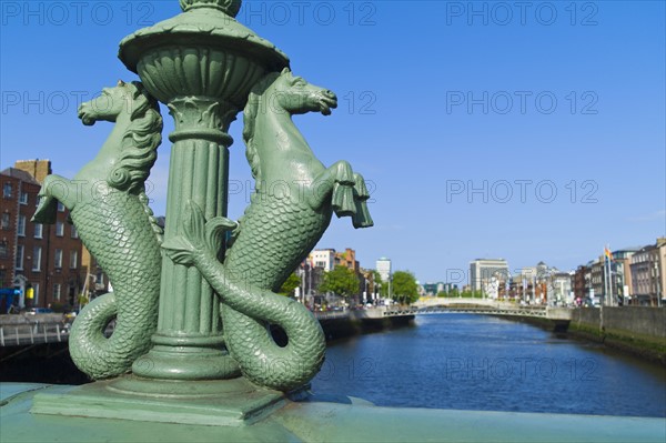 Seahorse statues on Grattan bridge over the river liffey.