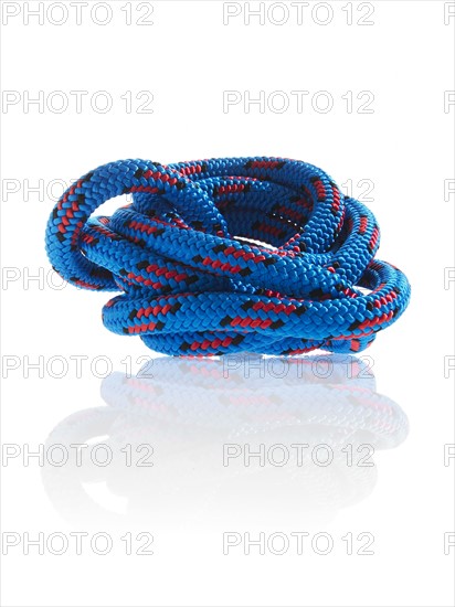 Blue rope tied together. Photo. David Arky