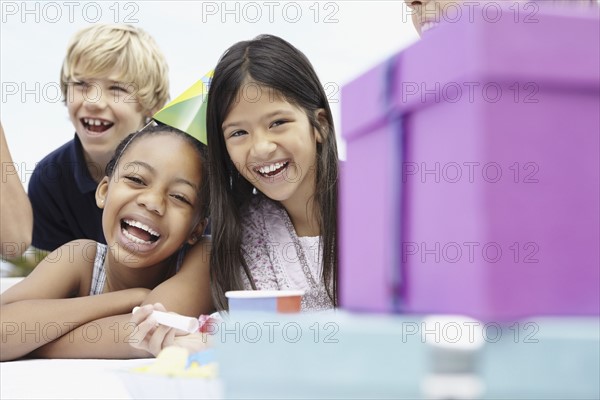 Children at a birthday celebration. Photo. momentimages