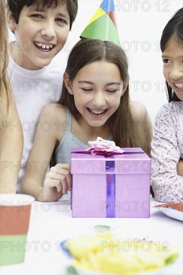 Children at a birthday celebration. Photo. momentimages