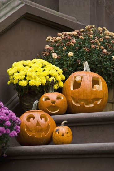 Jack-o-lanterns on steps. Photo : Antonio M. Rosario