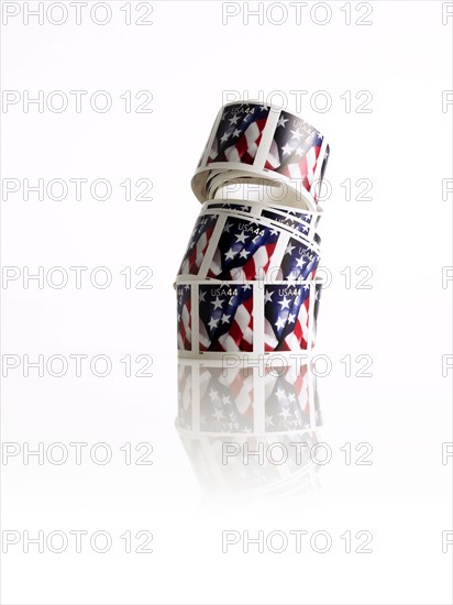 Roll of American postage stamps. Photo. David Arky