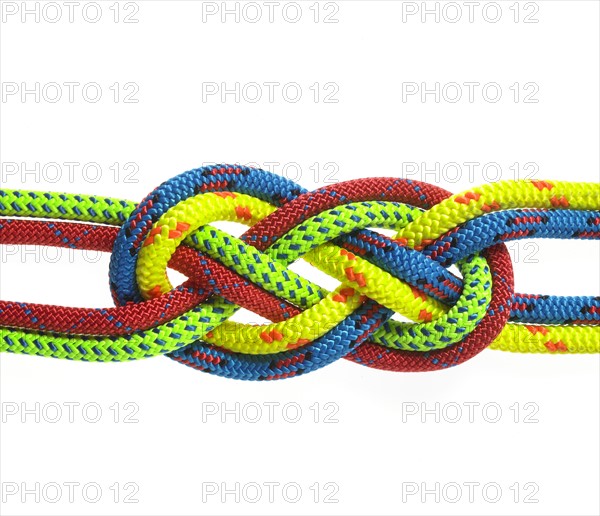 Colorful ropes looped together. Photo. David Arky