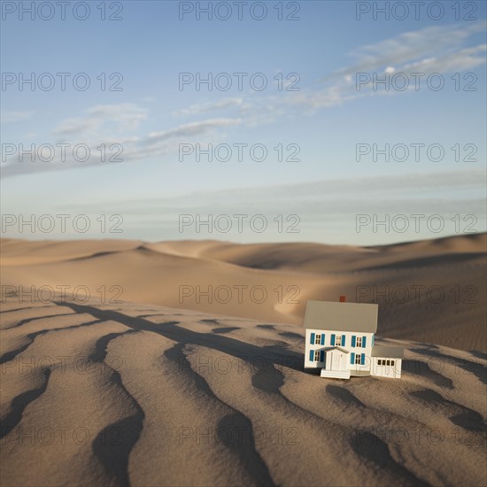 Scale model home in desert. Photo : Mike Kemp
