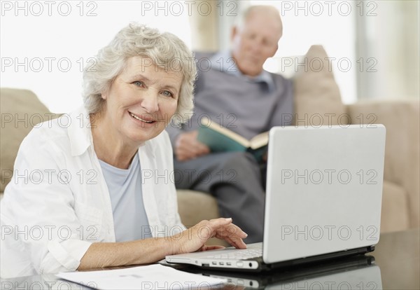 Senior woman browsing the internet