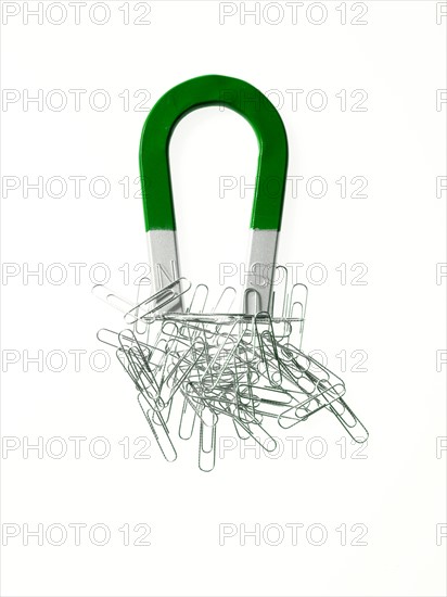 Magnet and paper clips. Photo. David Arky