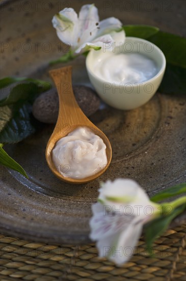 Lotion in wooden spoon. Photo. Daniel Grill