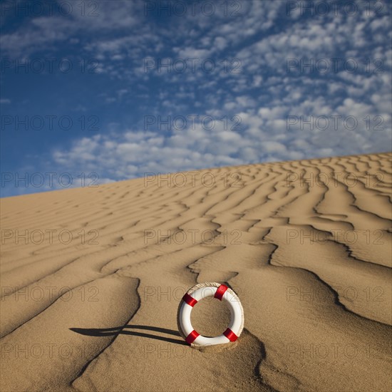 Lifebuoy in desert. Photo : Mike Kemp