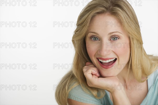 Surprised blond woman.