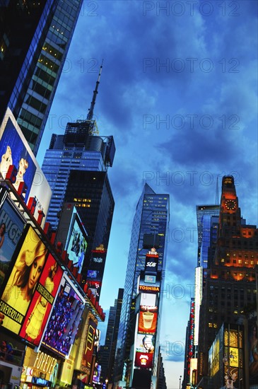 Times Square New York City at dusk.