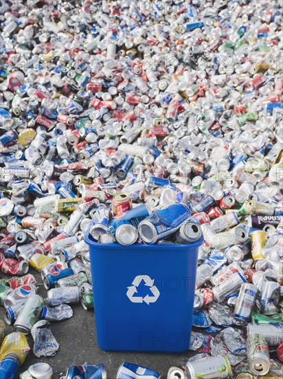 Pile of aluminum cans at recycling plant. Photo. Erik Isakson