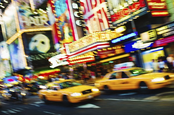 Times Square New York City at dusk.