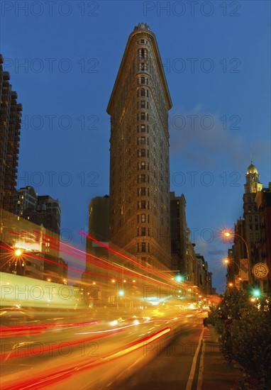 Tail lights at night in New York City.