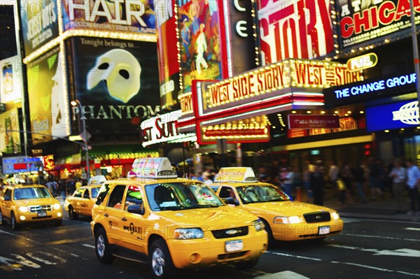 Times Square New York City at dusk.