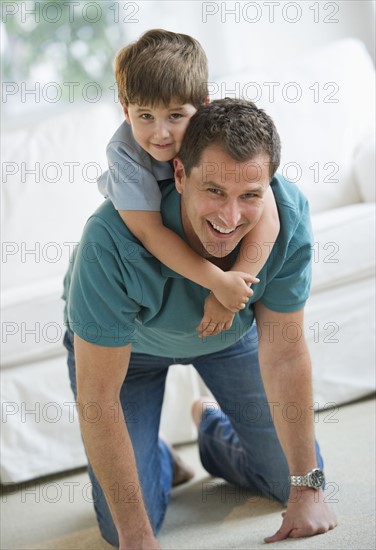 Father and son playing.