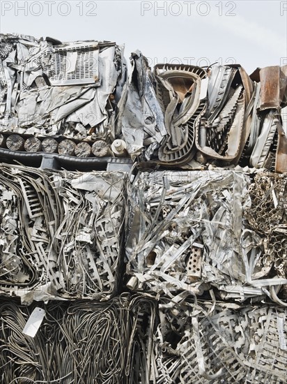 Stacks of recycled metal.
