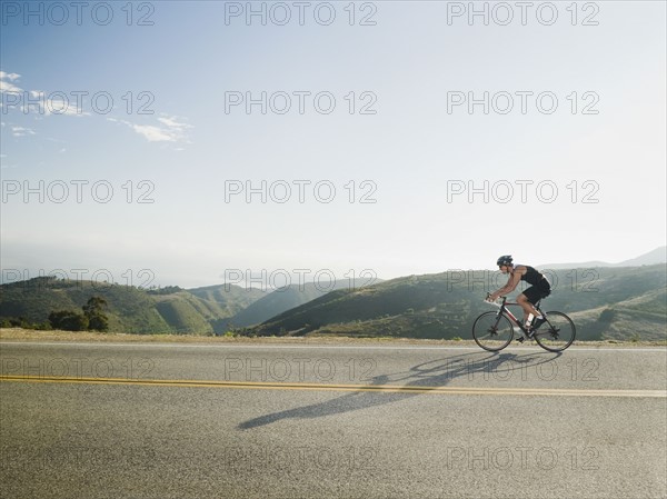 Cyclist road riding in Malibu.