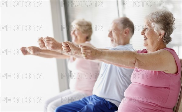 Senior's exercise class. Photo. momentimages