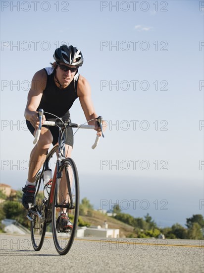 Cyclist road riding in Malibu.