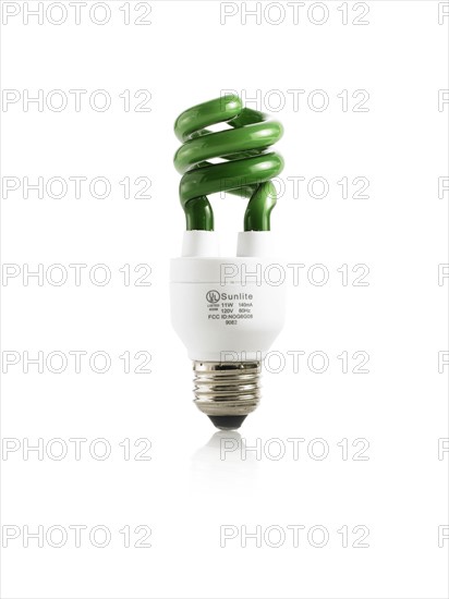 Green light bulb. Photo : David Arky