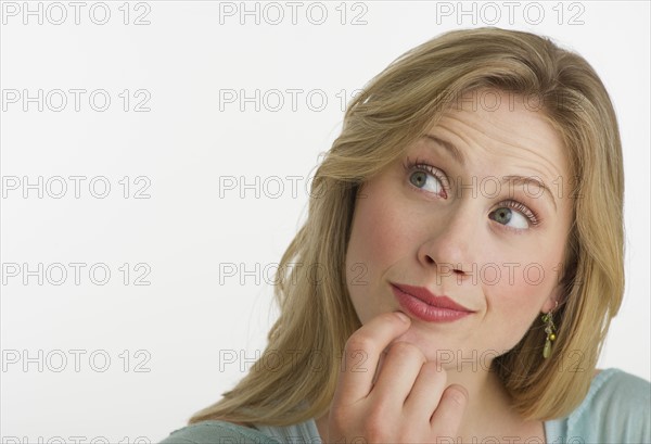 Pensive blond woman.