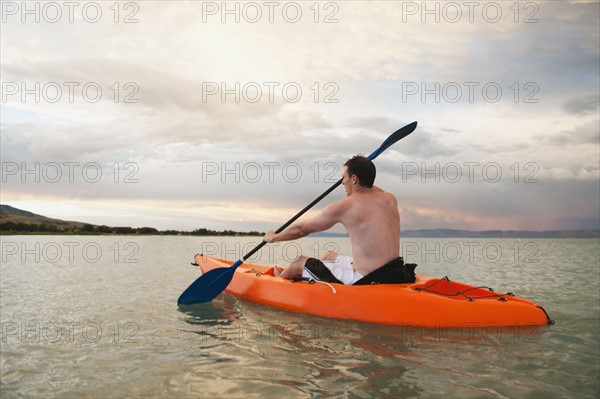 Man in canoe.