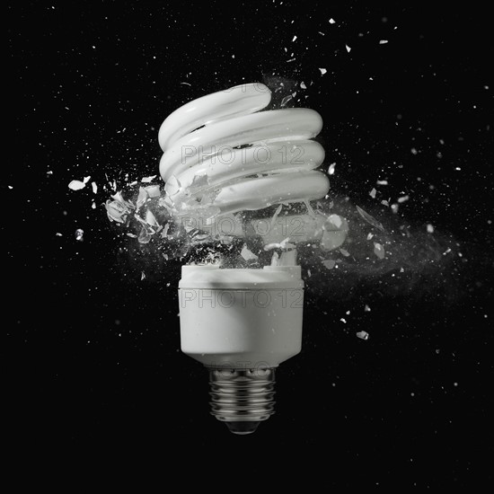 Energy efficient lightbulb exploding. Photo : Mike Kemp