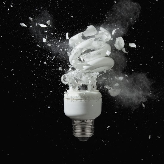 Energy efficient lightbulb exploding. Photo : Mike Kemp