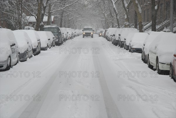 USA, New York, New York City, Street in snow. Photo : Antonio M. Rosario
