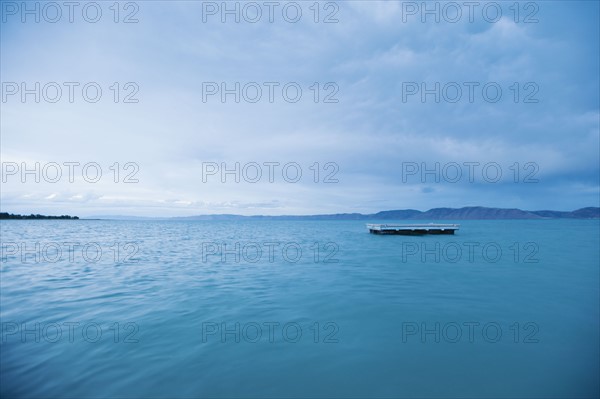 Raft floating on water.